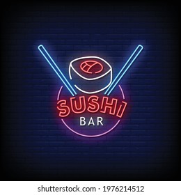 Sushi Bar Neon Signs Style Text Vector