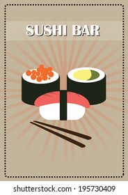 sushi bar poster. vector illustration.