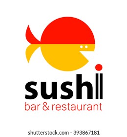 Sushi bar restaurant logo. Vector illustration. 