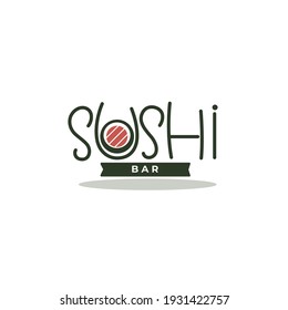 sushi bar, simple doodle logo template