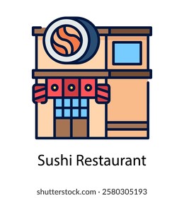 sushi bar vector icon design illustration, filled line style