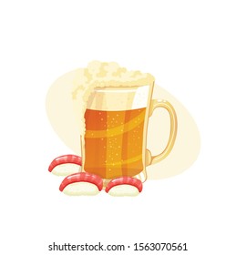 sushi and beer vector illustration