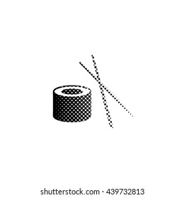 sushi - black vector icon;  halftone illustration
