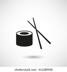 sushi - black vector icon  with shadow