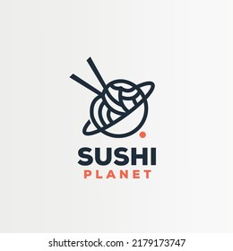 Sushi Bowl Planet Concept Logo Template