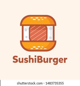 sushi burger logo icon design template
