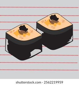 Sushi canape flat style vector illustration