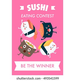 Sushi card design. Sushi restaurant poster