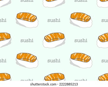 sushi cartoon character seamless pattern on blue background