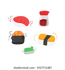 sushi cartoon hand draw illustration