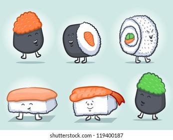 Sushi Cartoon Mascot Characters