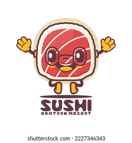 sushi cartoon mascot. japanese food vector illustration. isolated on a white background