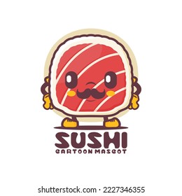 sushi cartoon mascot. japanese food vector illustration. isolated on a white background