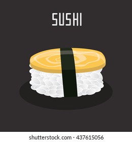  Sushi cartoon style icon egg sushi illustration. 