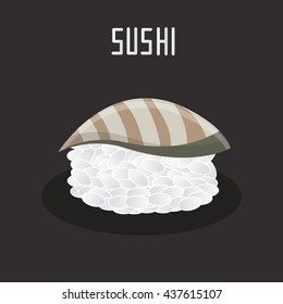  Sushi cartoon style mackerel sushi illustratio