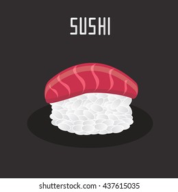  Sushi cartoon style. Tuna sushi food. Tuna sushi illustration.