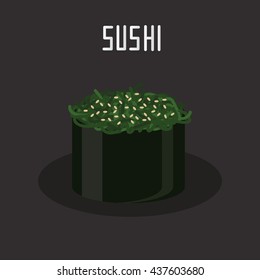  Sushi cartoon style. sushi wakame