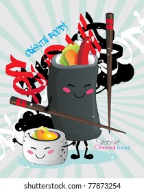 sushi cartoon vector