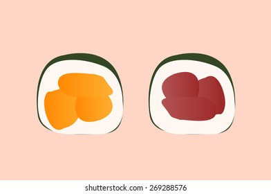 Sushi cartoon. Vector design.