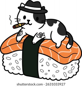 Sushi Cat Godfather with tattoo in body