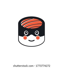 sushi character logo design template. vector ilustration. sushi mascot icon.