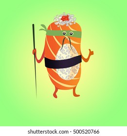 Sushi character logo vector