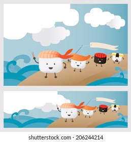 Sushi Character parade on mountain