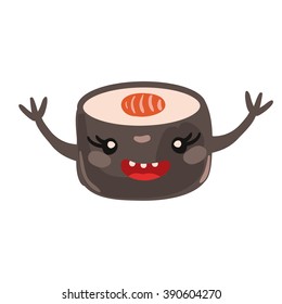 ?ute ?artoon sushi 
character. Vector Illustration