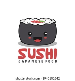 Sushi characters. Japanese Food Cartoon illustration isolated on white background