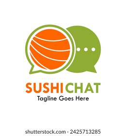 Plantilla de logotipo de diseño de chat de sushi ilustración