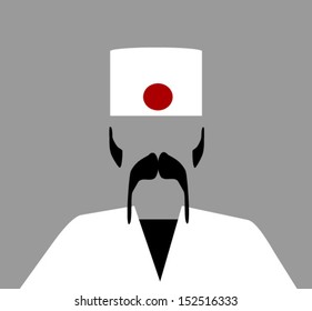 sushi chef with large mustache