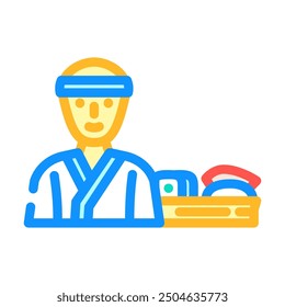 Icono de color del restaurante del chef del sushi. Vector del restaurante del chef del sushi. ilustración aislada del símbolo