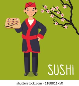 sushi chef vecto illustration