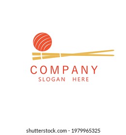 Sushi with chopstick logo design. Asian Food Restaurant Icon. A template vector icon for Japanese food illustration design