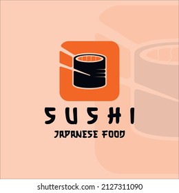 sushi with chopstick logo vector illustration template icon graphic design. japanese food roll sign or symbol for business