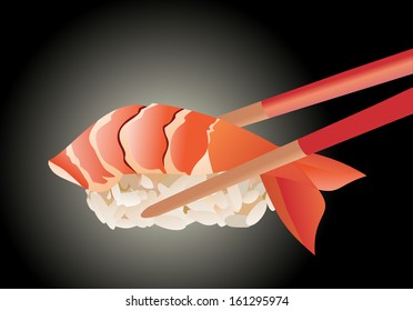 Sushi with chopsticks
