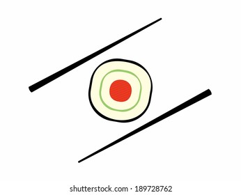 Sushi with chopsticks