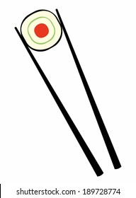 Sushi with chopsticks