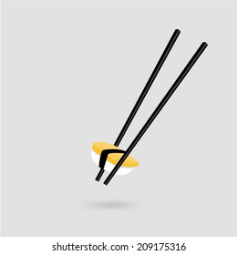 Sushi with chopsticks 