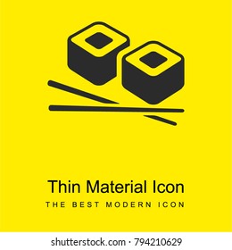 Sushi and chopsticks bright yellow material minimal icon or logo design
