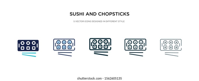 sushi and chopsticks icon in different style vector illustration. two colored and black sushi and chopsticks vector icons designed in filled, outline, line stroke style can be used for web, mobile,