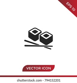 Sushi and chopsticks icon vector