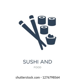 sushi and chopsticks icon vector on white background, sushi and chopsticks trendy filled icons from Food collection, sushi and chopsticks vector illustration