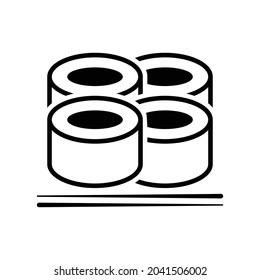Vector de iconos de suhi y palillos. Icono de moda de sushi y palillos planos de la colección de alimentos aislados en fondo blanco. El diseño de vectores puede ser utilizado para diseño gráfico web y móvil, logotipo.
