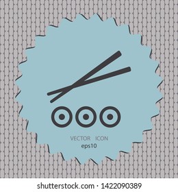 Sushi with chopsticks icon, web design element