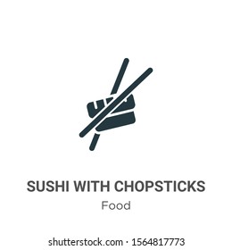 Sushi with chopsticks from japan vector icon on white background. Flat vector sushi with chopsticks from japan icon symbol sign from modern food collection for mobile concept and web apps design.