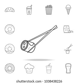 Sushi and chopsticks line icon. Detailed set of fast food icons. Premium quality graphic design. One of the collection icons for websites, web design, mobile app on white background