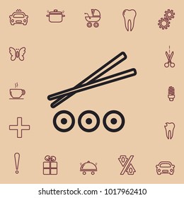 Sushi with chopsticks outline icon 