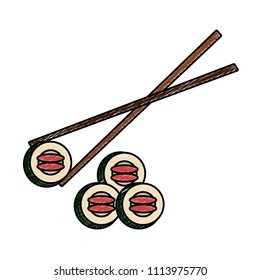 Sushi with chopsticks scribble