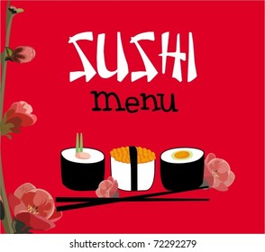 Sushi with chopsticks. vector background